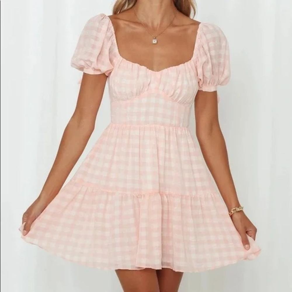Hello Molly Pink Gingham Mini Dress
